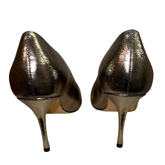 Marion Parke classic pump 85 crinkle metallic silver NWT - Picture 2 of 6